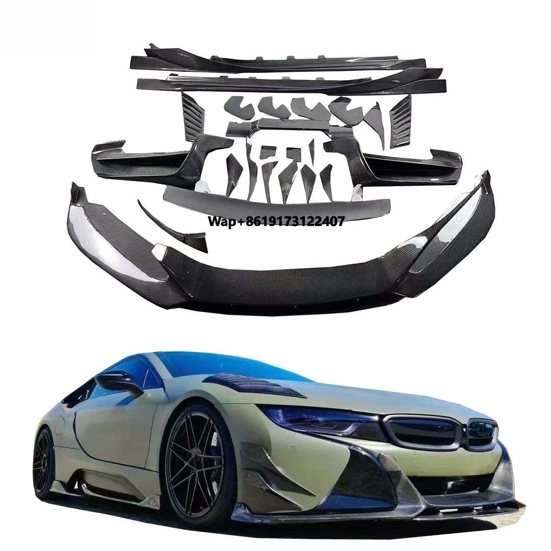 For  I8 EB Style Carbon Fiber Body Kits Spoiler Front Lip Diffuser Side Skirts
